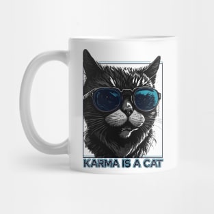 karma is cat - retro Mug